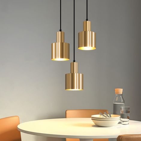 GBLY Lampadario retrò vintage da tavolo da pranzo- Lampada da pranzo rotonda in oro a 3 fiamme, lampada da tavolo da pranzo dal design moderno, lampada a sospensione E27 - Senza lampadine