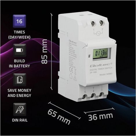 Elektronische Zeitschaltuhr Qoltec 50983 16 Programme 16A 3600W