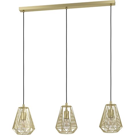 Lampadario A Sospensione Vintage Stype Acciaio Oro 3 Luci E27