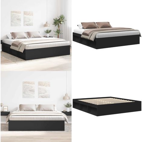 Bettgestell Schwarz 180x200 cm - Betten - Doppelbett - Massivholzbette - Holzbetten - Schwarzes Bett - Home & Living (1/5)