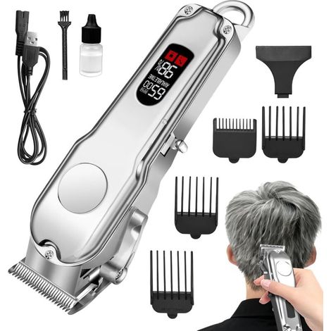 Kit de corte de pelo con recortadora recargable por USB: incluye 4 peines guía y un kit de corte para hombres, padres, maridos, mascotas, novios, cabezas, etc. (1/5)
