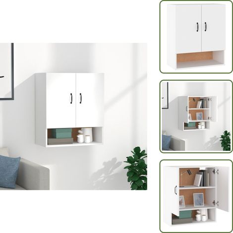 Wandschrank Weiß 60x31x70 cm Holzwerkstoff - Aufbewahrungsraum - Wandschrank - Weißer Schrank - Wohnzimmer Dekoration - Regal (1/5)