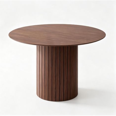 Mesa de comedor redonda minimalista de madera 120 cm marrón oscuro MODENUIT (1/5)