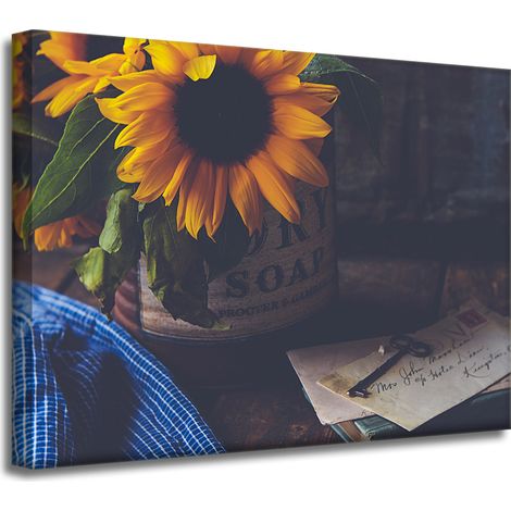 Leinwanddruck Sonnenblumen Vintage 40x30