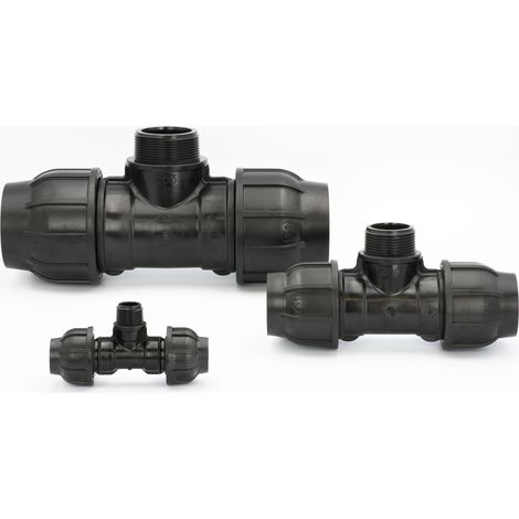 PE Rohr T-Stück 63 mm x 2 Zoll AG Klemmverbinder Verschraubung (1/5)