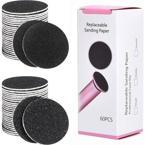 Disques abrasifs de rechange, 60 pièces, gris, sans calibre, grains 80 et 120, pour ponceuse électrique, pédicure, élimination des callosités (1/5)
