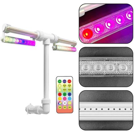 Fontaine de piscine à double jet avec lumières LED, télécommande, rechargeable, pour piscines hors‑sol et enterrées, blanc (1/5)
