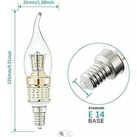 E14 10W LED-Kerzenlampen, kleine Schraubfassungen für Kerzenlampen, nicht dimmbar, kaltweiß 6000K, Vintage-Energiesparlampen (entspricht 90W), 6er-Pack (1/4)