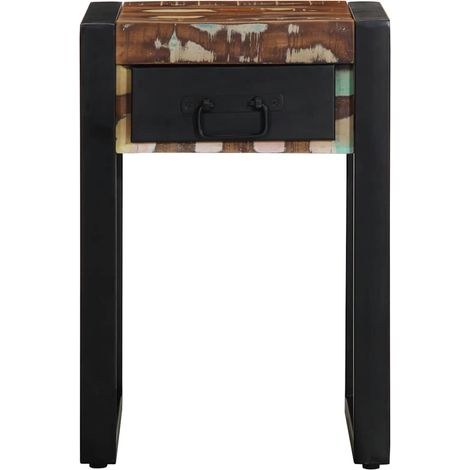 Table d'appoint multicolore 35x35x50cm bois massif récupération