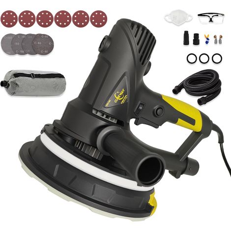 Ponceuse électrique pour cloisons sèches, ponceuse murale 710 W avec aspiration de poussière avec lumière LED, disque de ponçage 360°, disque de ponçage 180 mm, vitesse variable 1200-2700 tr (1/5)