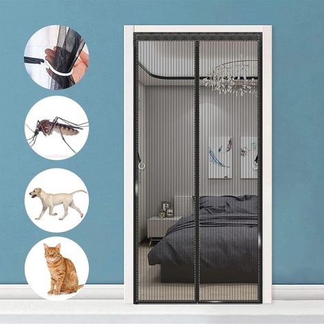 Magnetic Fly Screen Door Window, 120x210cm Anti Insect Fly Mosquito Fly Curtain Door Easy to Install for Corridors Patio Doors, Black A (1/5)