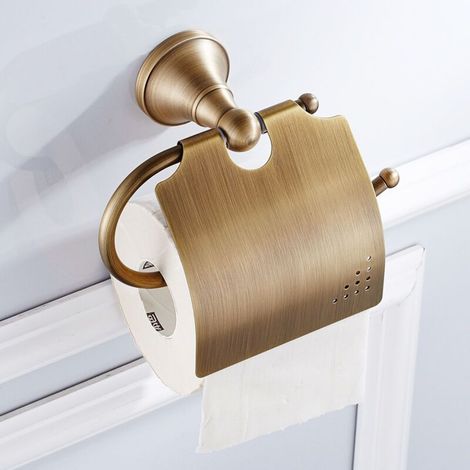 Promotion Porte-papier toilette-Retro Support de Papier Toilette avec Couvercle en Laiton Porte-Rouleau Murale (1/5)