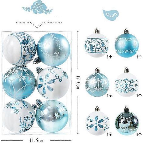 Lot de 6 boules de Noël de 6 cm, décorations de Noël en forme de pomme de pin, pendentifs pour sapin, accessoires de décoration pour Noël et le Nouvel An. (1/5)