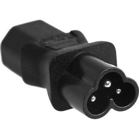 Adaptateur secteur IEC 320 C13 femelle vers C6 mâle : fiche trèfle noire (1/4)