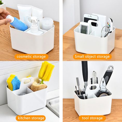 1 boîte de rangement de bureau portable blanche/boîte de rangement cosmétique (comme illustré sur la photo) (1/5)