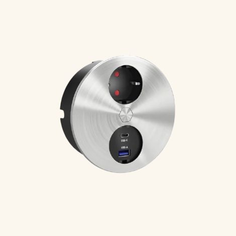 Prise plan de travail ORNO - 1 prise 1 USB-A et 1 USB-C inox