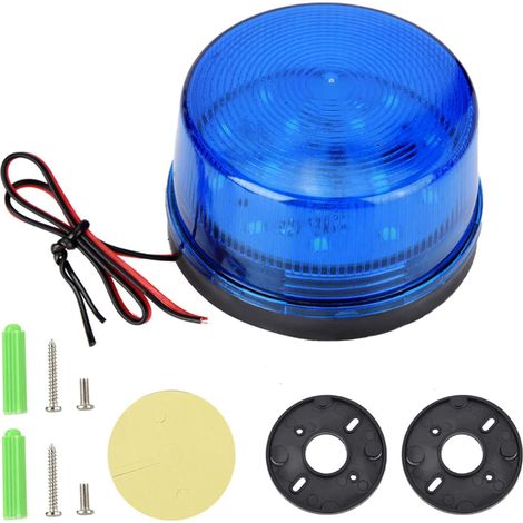 Voyant D'avertissement LED 12 V, Signal D'avertissement D'alarme D'urgence LED Bleu Stroboscopique - sans Son (7,3 X 4,2 Cm) (1/5)