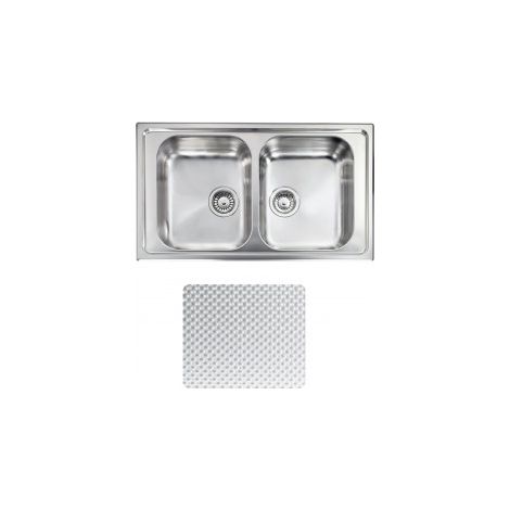 CM 011494XCSSX Cometa Lavello da Incasso 2 Vasche Acciaio Inox Antigraffio AISI 304-18-10 (86x50x19 cm) colore Acciaio inox (1/5)