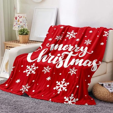 Couverture Flanelle - Motif Flocon De Neige - Rouge - 70 x 100 cm - Pour Chambre À Coucher Canapé Décoration De Noël - 1 Pièce (1/5)