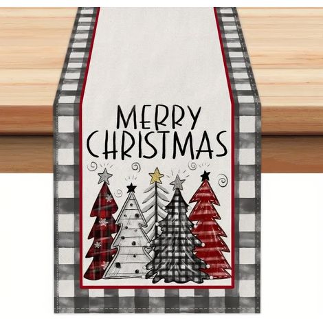 Chemin de table pour les fêtes, nappe, couvre-table basse - 180 x 30 cm (polyester) - Lot de 6