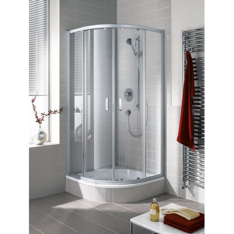 Kermi Quart de cercle Ibiza 2000 T20 V41 x 2000 BV : -885-985 WEI verre trempé transparent (1/5)