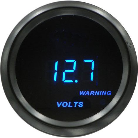 Voltmeter 52mm 12V – schwarzer Ring, blaue Digitalanzeige, 8-16V (1/3)