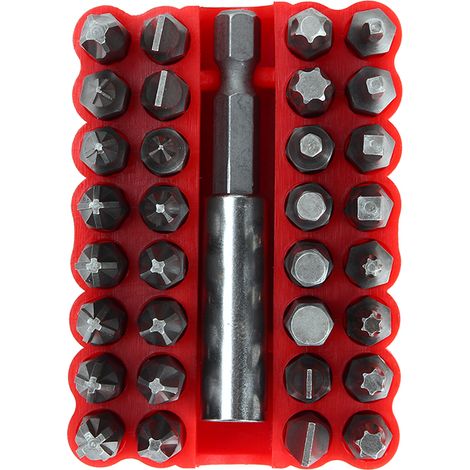 Jeu de 33 embouts de tournevis anti-effraction, clés hexagonales étoile Torx, douilles 1/4" (6,35mm), kit sécurité inviolable pour vis, outillage multifonction. (1/4)
