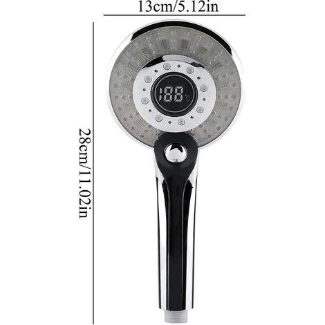 Soffione doccia a LED con 3 impostazioni di temperatura, soffione doccia a pioggia, realizzato in ABS, doccetta a mano a risparmio idrico con display digitale per doccia e vasca (G1 (1/5)