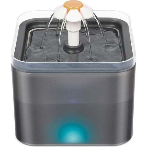 (Gris) Distributeur d'eau pour chat 2L , Abreuvoir pour chat avec filtre à charbon actif , Fontaine pour animaux de compagnie super silencieuse avec lumières LED (1/4)