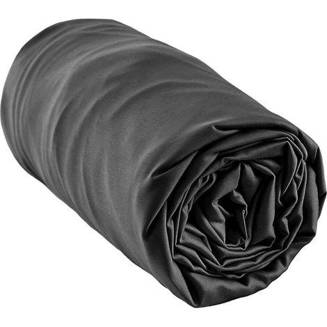 DALIA - Drap Housse 180x200cm 100 % Viscose de Bambou Noire (1/3)