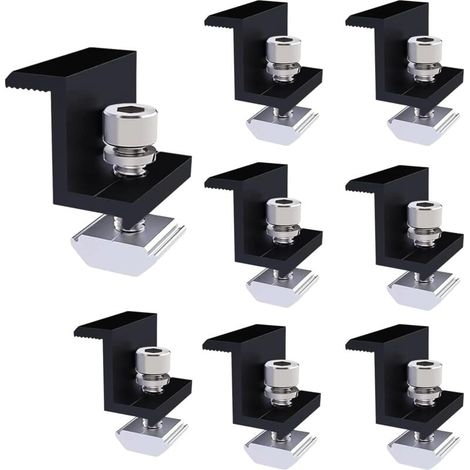 Kit de montaje para paneles solares de 8 piezas de 30 mm con soportes ajustables para autocaravanas y techos (negro) (1/5)