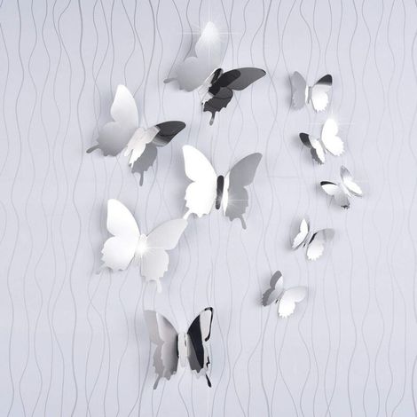 36 Pièces DIY Miroir Papillon Combination 3D Autocollants Muraux Miroir Stickers Décoration de la Maison (1/4)