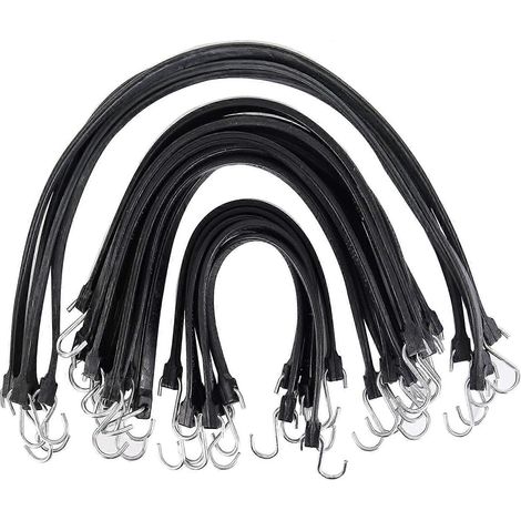 Lot standard de 6 sangles de bâche réglables en caoutchouc de 4,57 m (15 pi), tendeurs élastiques en EPDM avec crochets, idéaux pour la fixation (1/5)