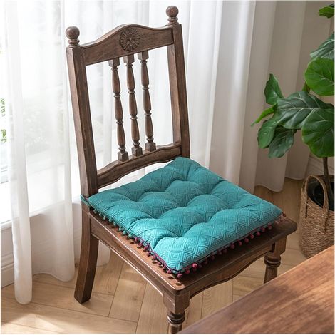 Galette chaise carrée 40x40 cm sky blue, lot de 2, intérieur/extérieur, attaches (1/4)