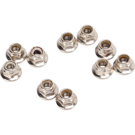 Lot de 10 écrous antivol M5 à bride, résistants à la corrosion, pour voitures RC miniatures (argent). (1/5)