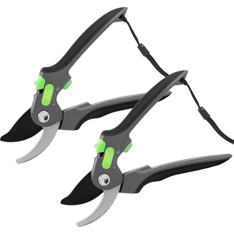 2 Pièces Sécateur de Jardin Bypass, Secateur de Jardin avec Lame SK5, pour Grandes Tailles de Mains, Secateur et Ciseaux de Jardinage pour Rosiers, Arbres Fruitiers et Branches, un Cadeau Jardin Idéal (1/5)