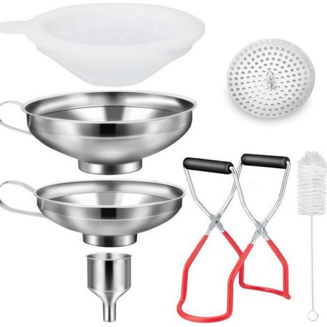 Embudo De Cocina - Acero Inoxidable - Para Conservas Aceite Mermelada Especias - Con Filtro Y Cucharón De Vidrio - 3 Piezas (1/5)