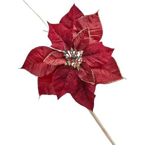 Fiore decorazione Rosso con Clip natalizia ramo decorativo per arredamento Ø 25 cm