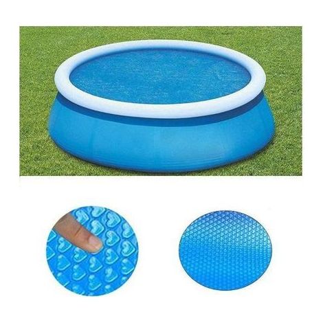 Couverture solaire ronde piscine 180 cm, bâche bleue film isolation thermique, protection UV à bulles, pour piscine hors sol (1/4)