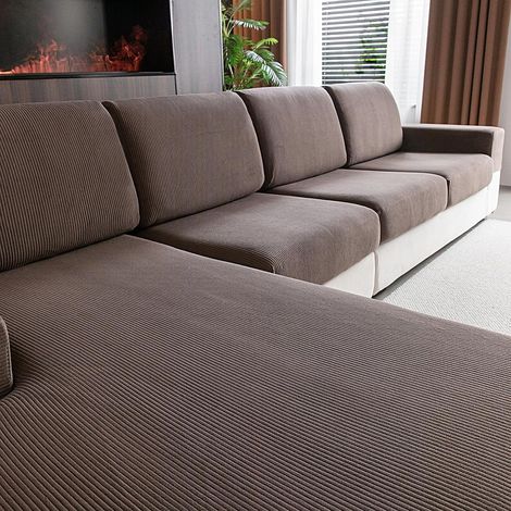 Housse de Coussin de canapé Extensible, antidérapante, Lavable, Universelle, résistante et Facile d'entretien(Marron,1 Housse de Dossier) (1/5)