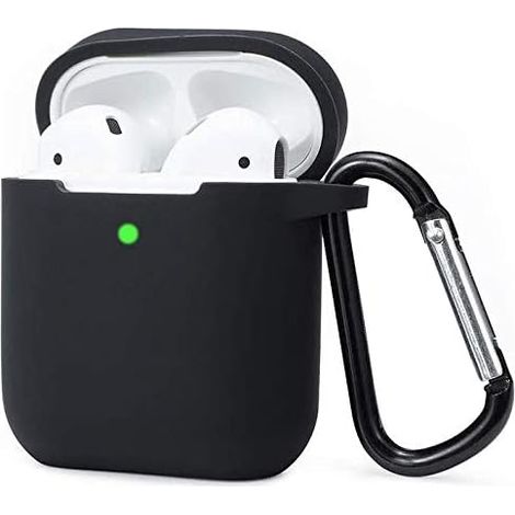 Custodia protettiva in silicone nero per Apple AirPods di terza generazione + moschettone