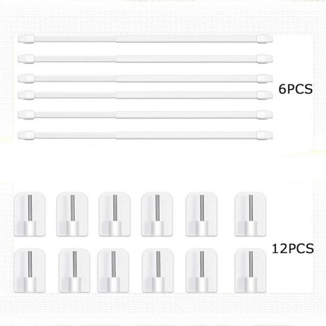 Curtain cabinet and shower rod 6-piece set with 12 hooks, adjustable 30-50cm, no drilling required. (1/5)