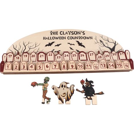 Calendrier de l'Avent Halloween 2023 31 jours Blocs en Bois Animés Compte à Rebours Décoration Maison Ornement de Fête Cadeau (1/5)