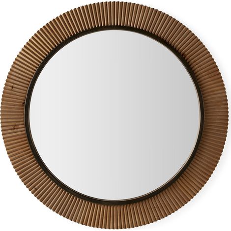 Miroir rond bois et métal doré style naturel élégant - bois foncé doré noir (1/3)