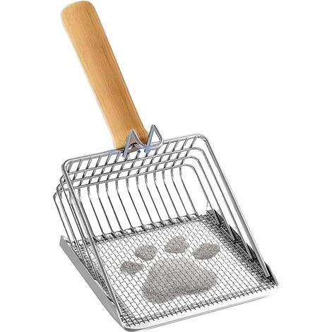 Pala para arena de gato,Pala metálica para recoger excrementos,pala de acero inoxidable antiadherente,tamiz resistente para gatitos (1/5)