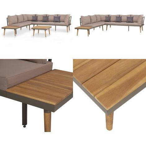 4-tlg. Garten-Lounge-Set mit Auflagen Massivholz Akazie Braun - Gartensortiment - Gartenmöbeln - Lounge Möbel - Esszimmergarnitur - Outdoor-Möbel - Home & Living (1/5)