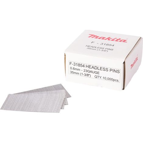 Makita F-31854 23G x 35mm Galvanized Headless Pin Nails 10000Pcs