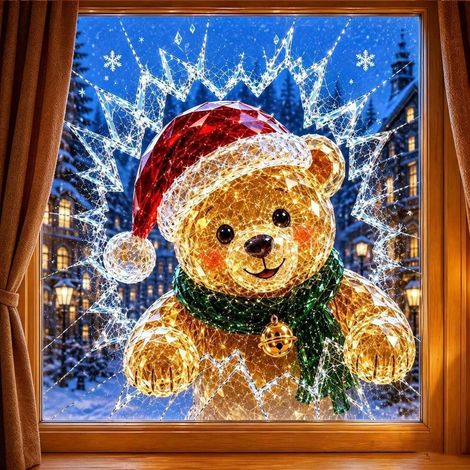 Kristall-Weihnachtsfensteraufkleber, 30 x 40 cm, farbenfroh