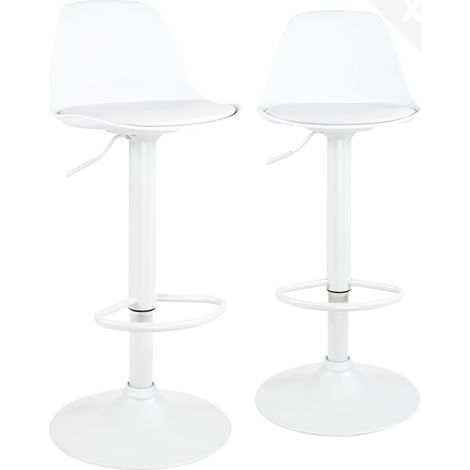 Ensemble de 2 tabourets de bar noirs avec coussin rembourré en similicuir et repose-pieds, hauteur réglable et pivotant à 360° (Integral Black) (1/5)