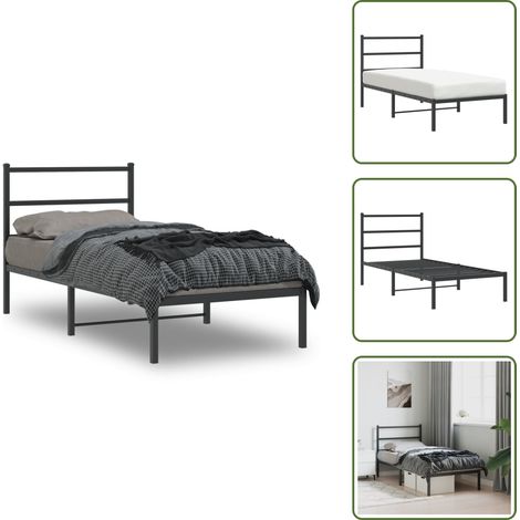 Cama de invitados - vidaXL Estructura cama sin colchón con cabecero metal negro 90x200 cm - Cama de metal